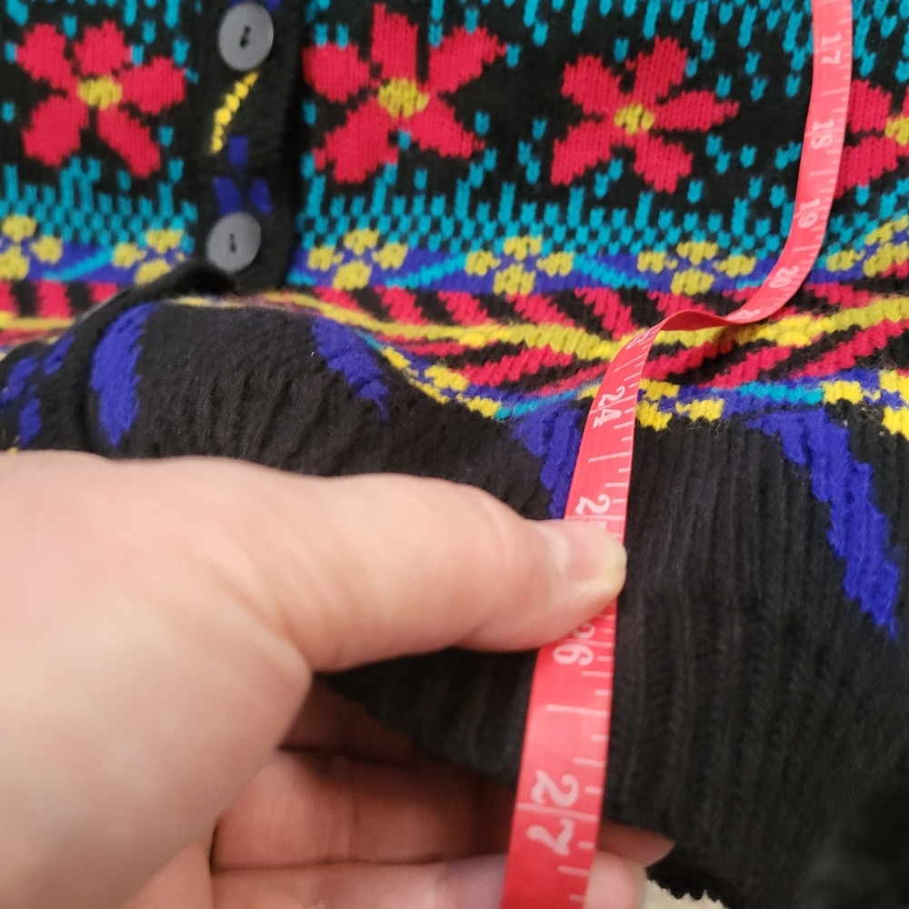 Vintage Norton McNaughton Petites Bright Funky Floral Cardigan Sweater - Picture 5 of 5